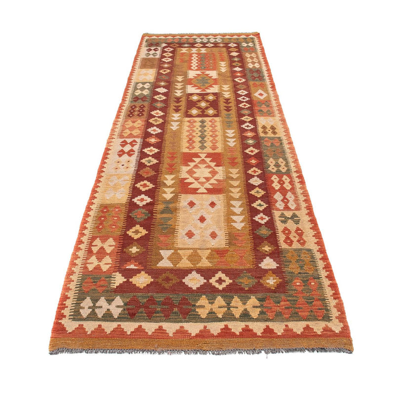 Løber Kelim Carpet - Splash - 309 x 93 cm - lysrød