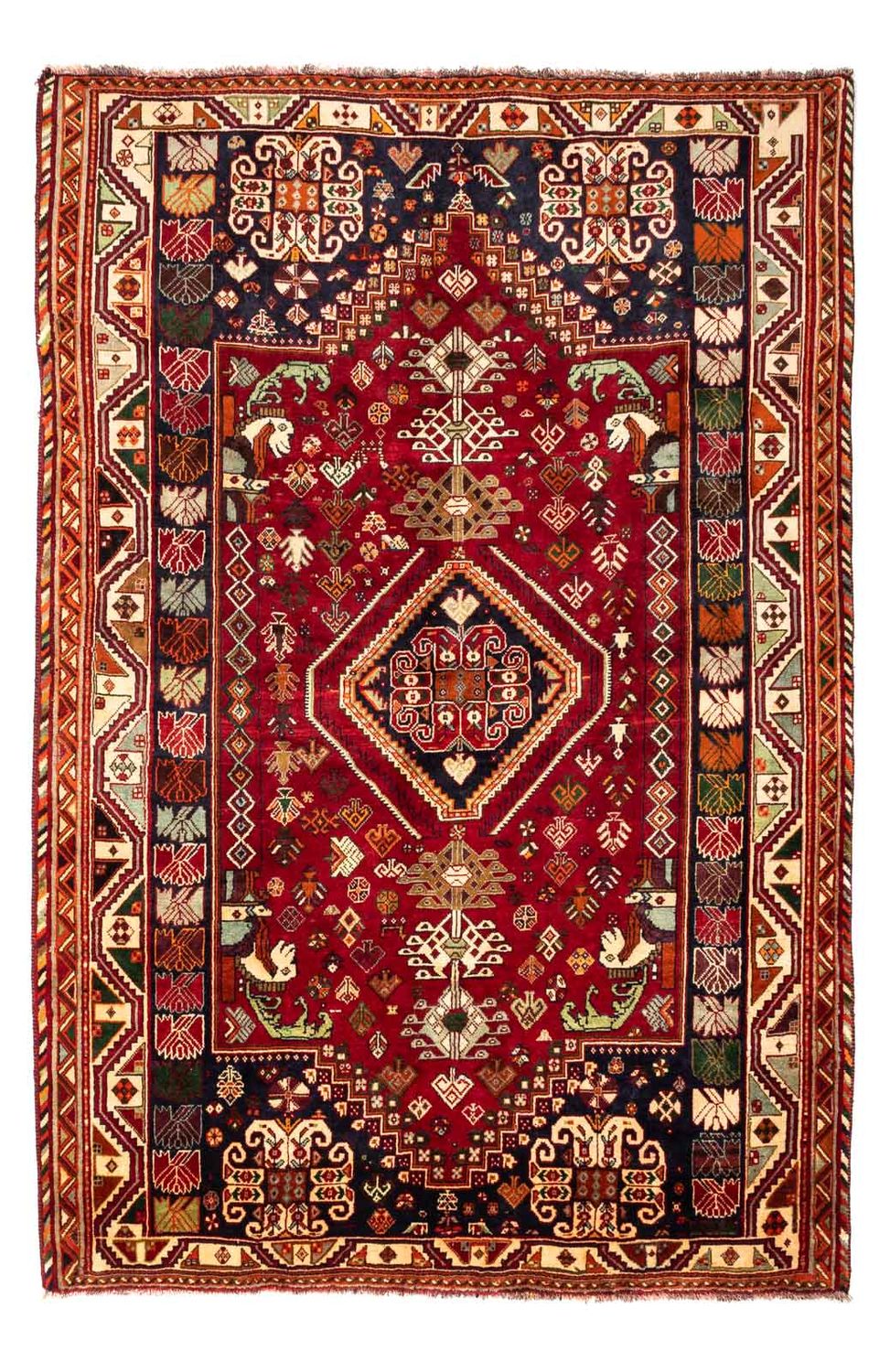 Persisk tæppe - Nomadisk - 272 x 183 cm - mørkerød