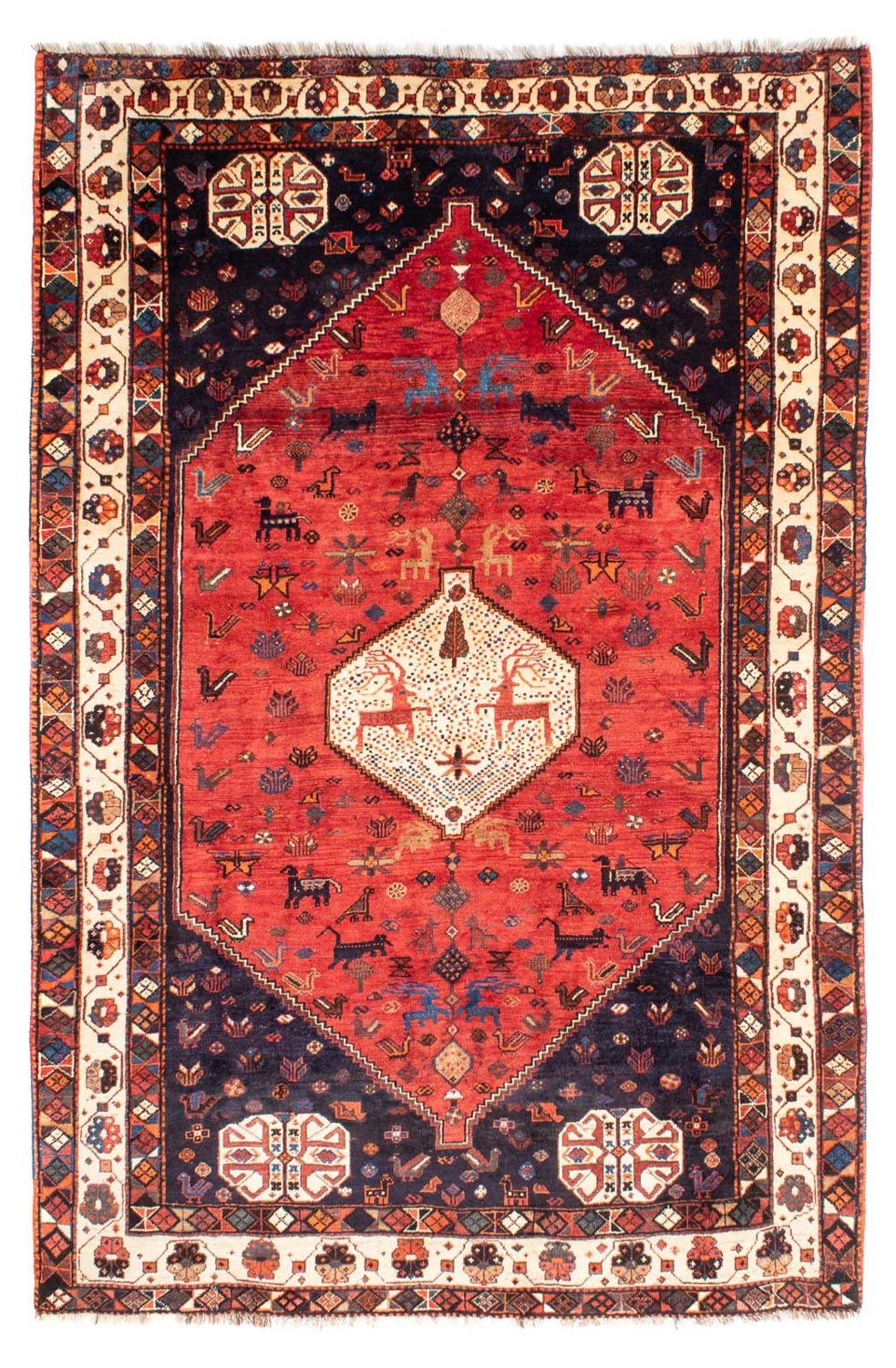Persisk tæppe - Nomadisk - 300 x 205 cm - mørkerød