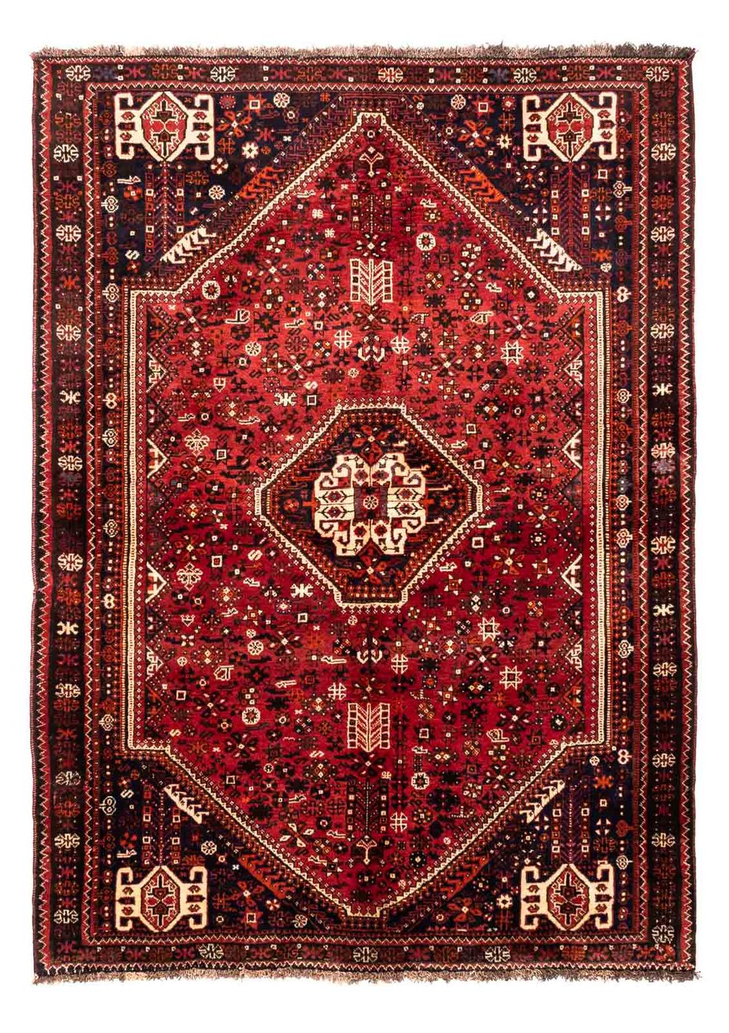 Persisk tæppe - Nomadisk - 222 x 157 cm - mørkerød
