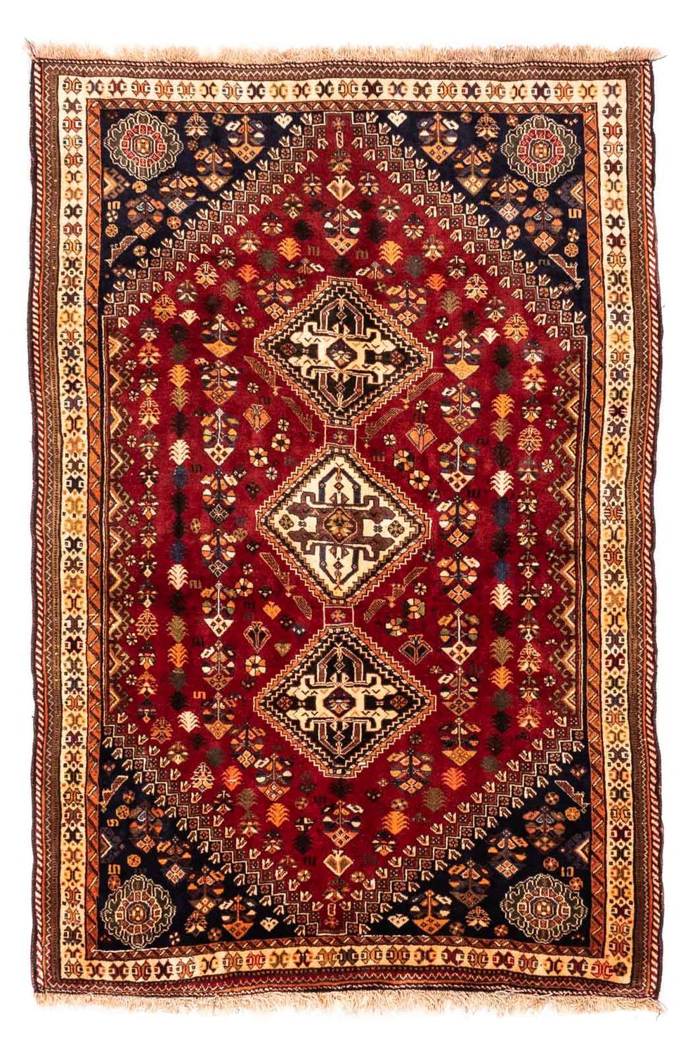 Persisk tæppe - Nomadisk - 210 x 145 cm - mørkerød