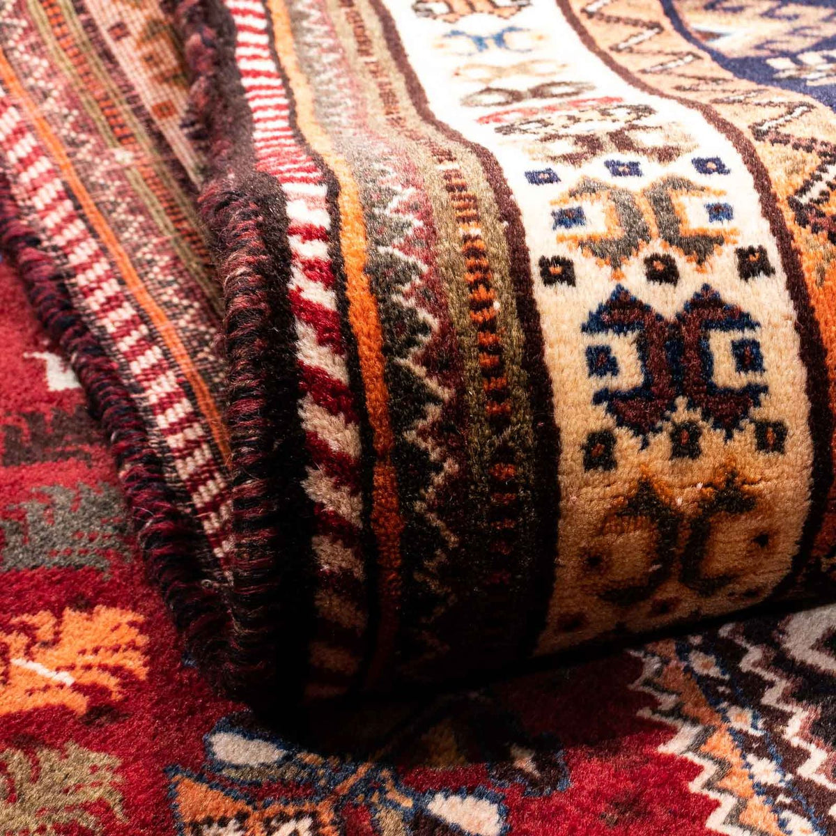 Persisk tæppe - Nomadisk - 210 x 145 cm - mørkerød