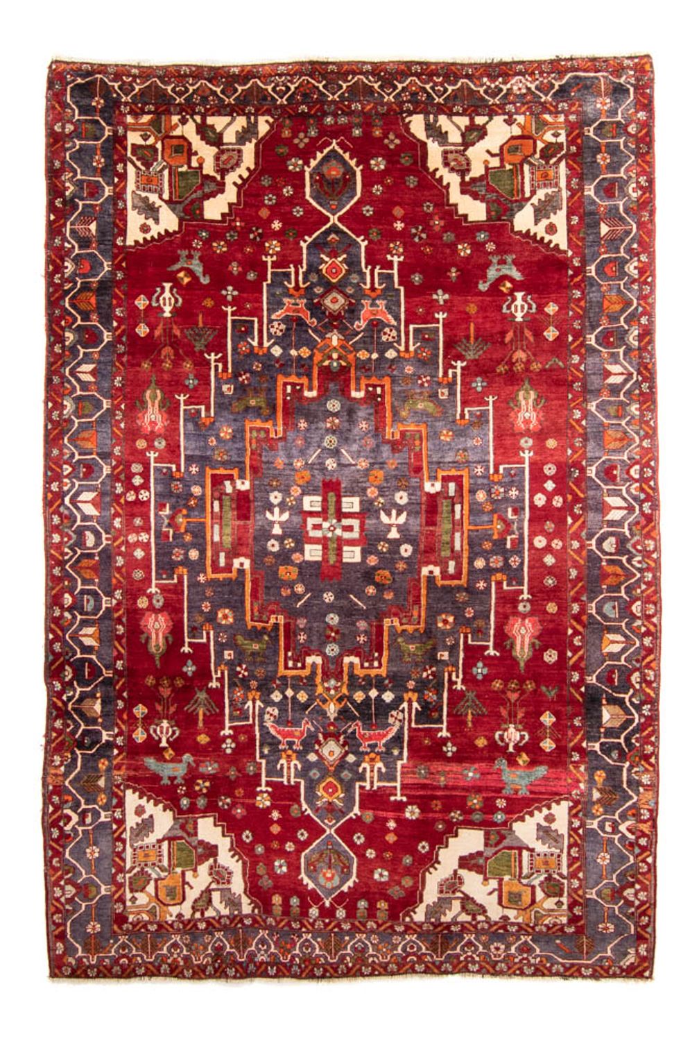 Persisk tæppe - Nomadisk - 338 x 220 cm - mørkerød
