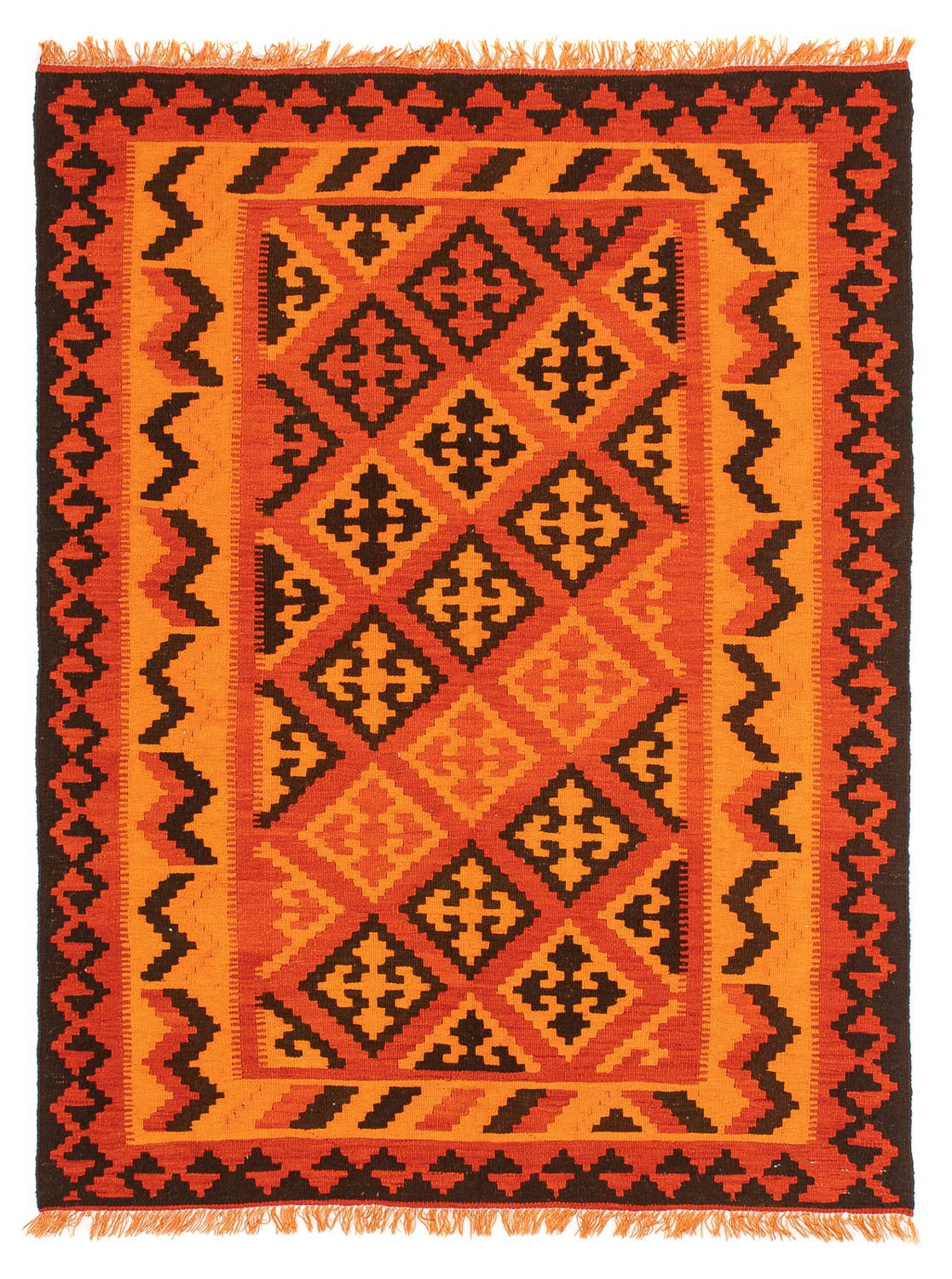 Kelim-tæppe - orientalsk - 194 x 150 cm - lysrød