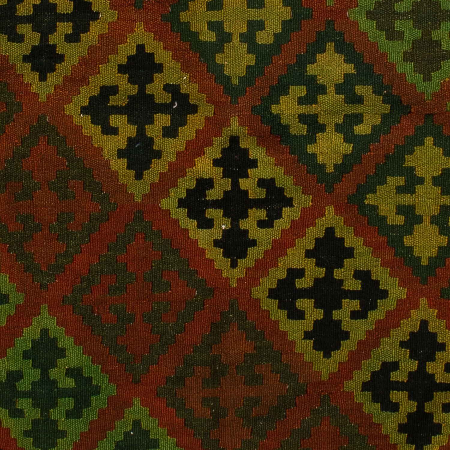 Kelim-tæppe - orientalsk - 197 x 148 cm - mørkegrøn