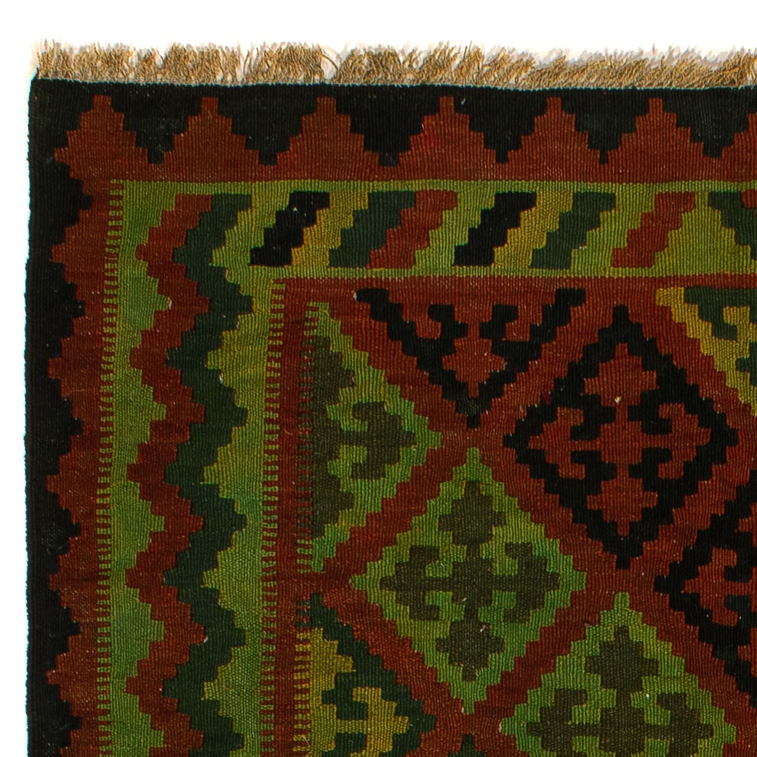 Kelim-tæppe - orientalsk - 197 x 148 cm - mørkegrøn