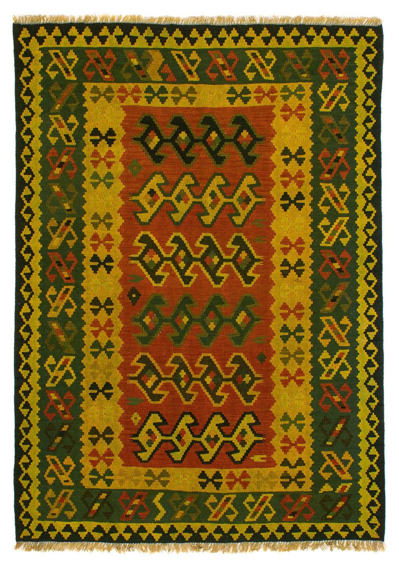 Kelim-tæppe - orientalsk - 208 x 150 cm - mørkegrøn