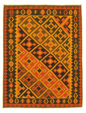 Kelim-tæppe - orientalsk - 190 x 149 cm - guld