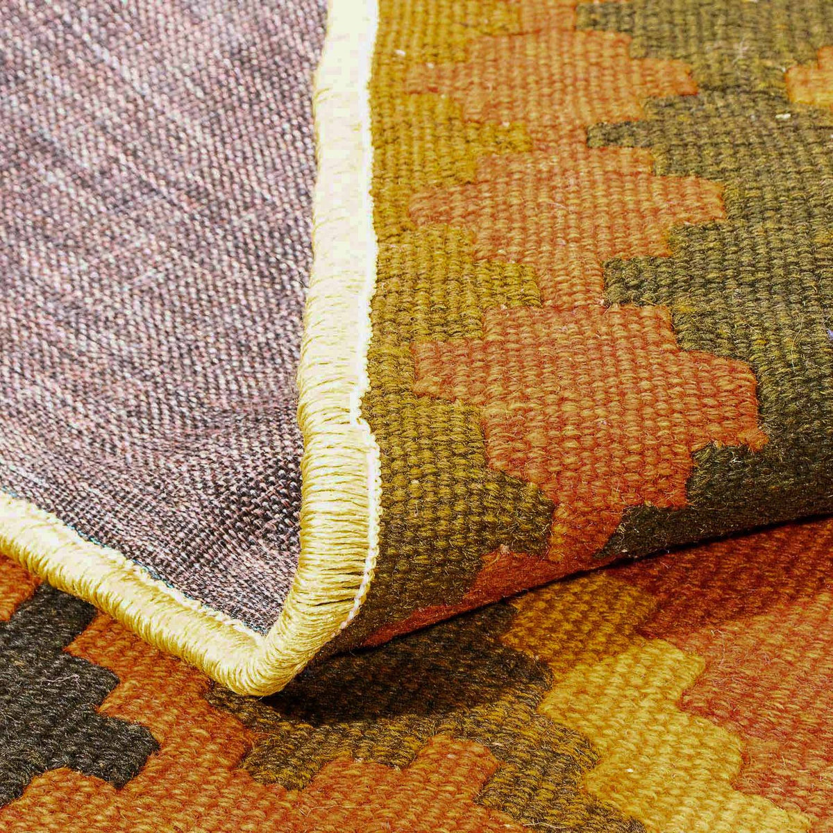 Kelim-tæppe - orientalsk - 190 x 149 cm - guld