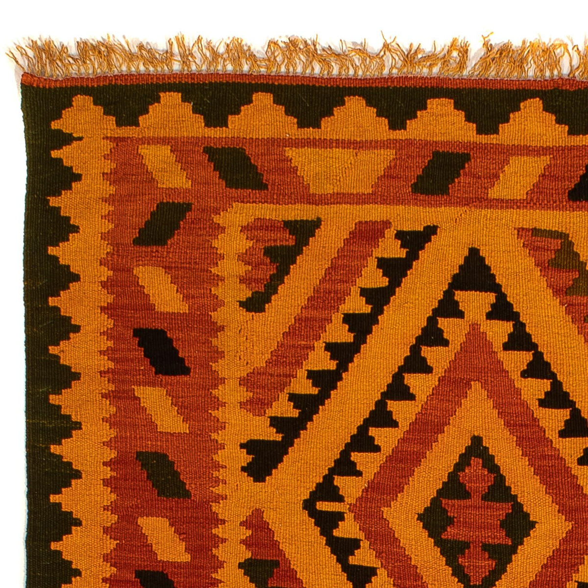 Kelim-tæppe - orientalsk - 195 x 152 cm - mørkebrun