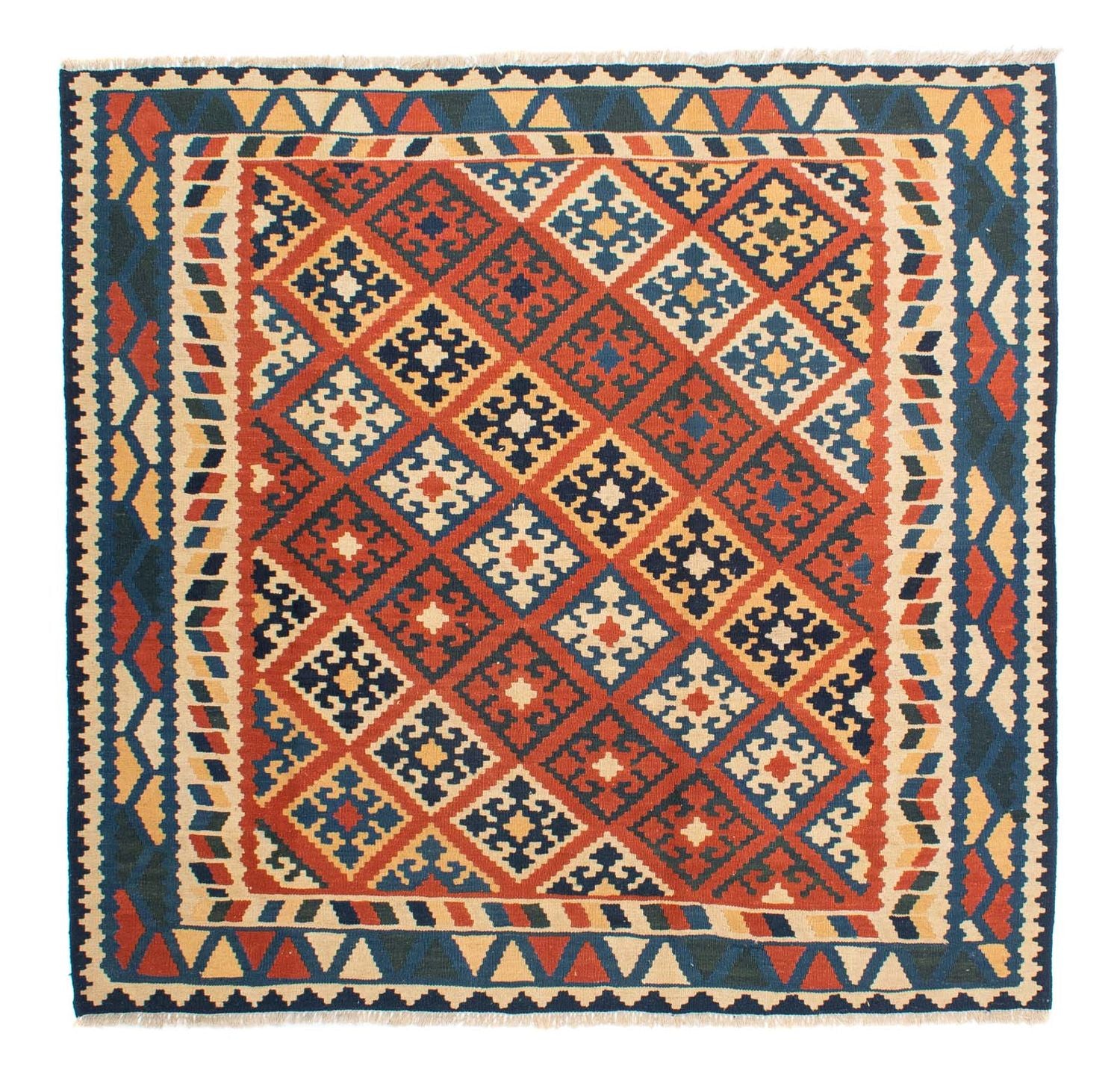 Kelim-tæppe - orientalsk firkantet  - 208 x 194 cm - flerfarvet