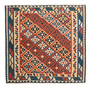 Kelim-tæppe - orientalsk firkantet  - 208 x 194 cm - flerfarvet