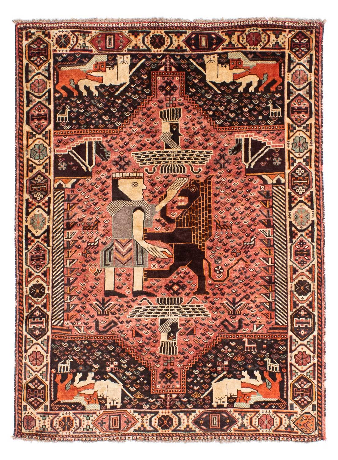 Persisk tæppe - Nomadisk - 192 x 155 cm - lysrød