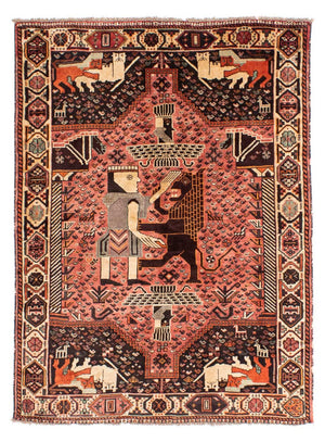 Persisk tæppe - Nomadisk - 192 x 155 cm - lysrød