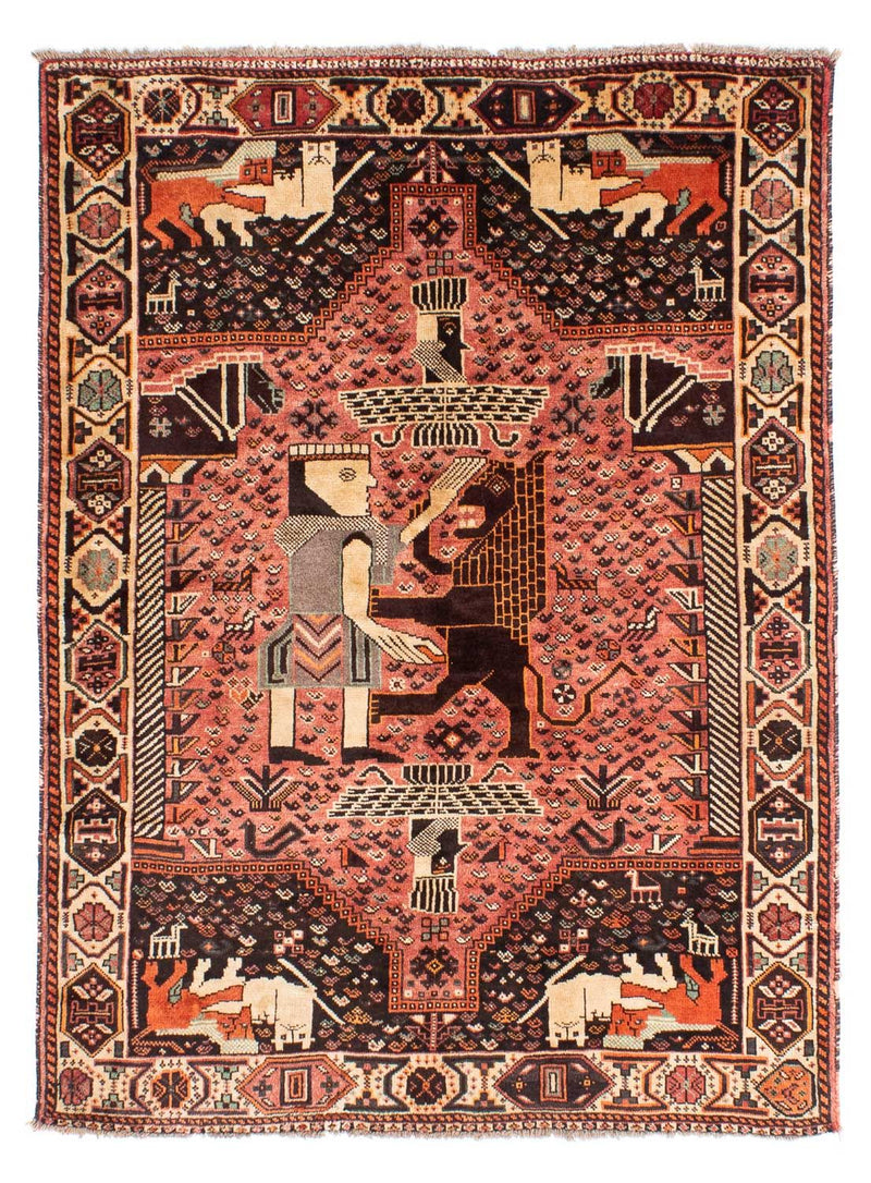Persisk tæppe - Nomadisk - 192 x 155 cm - lysrød