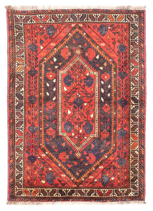 Persisk tæppe - Nomadisk - 180 x 127 cm - mørkerød