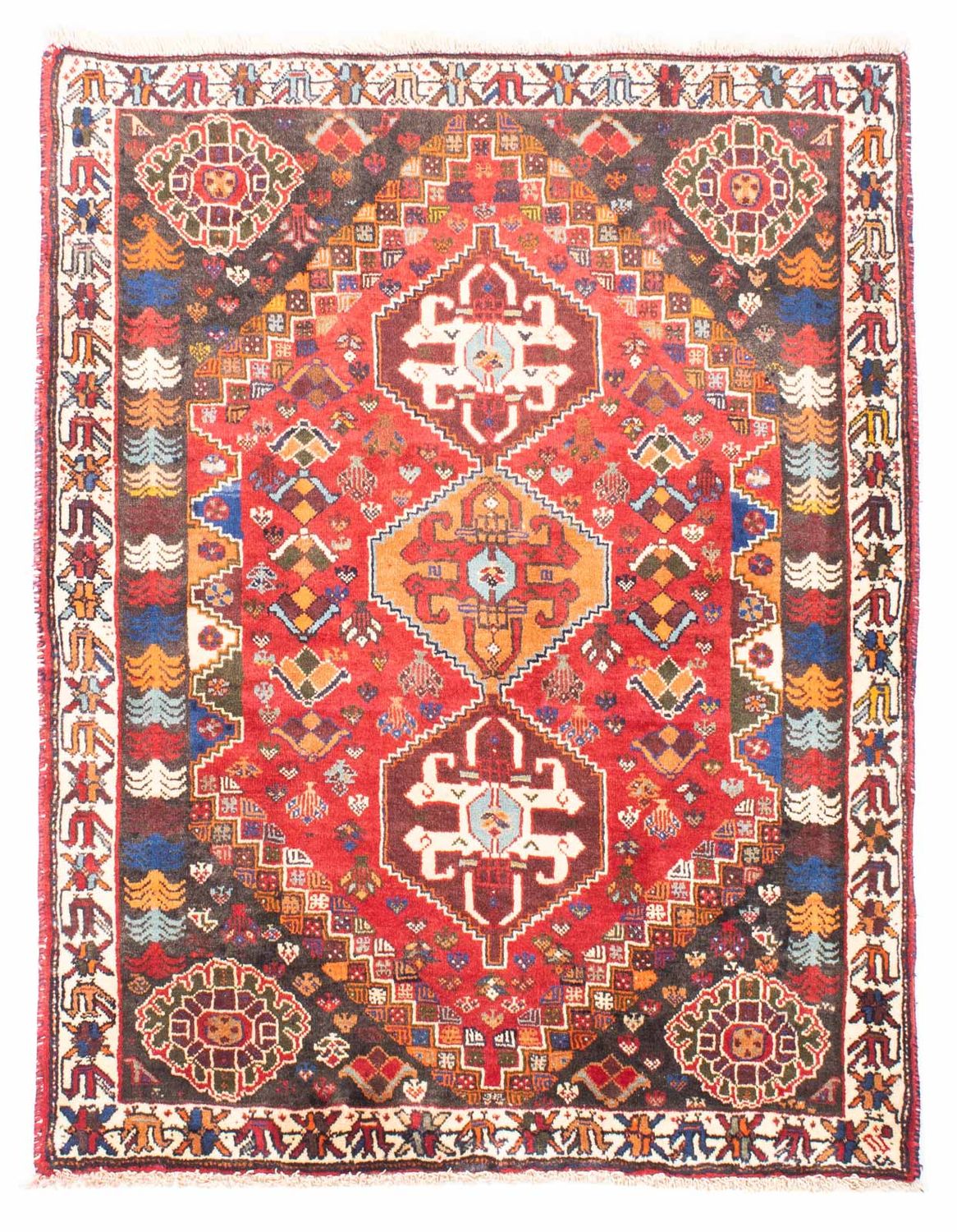 Persisk tæppe - Nomadisk - 150 x 120 cm - mørkerød
