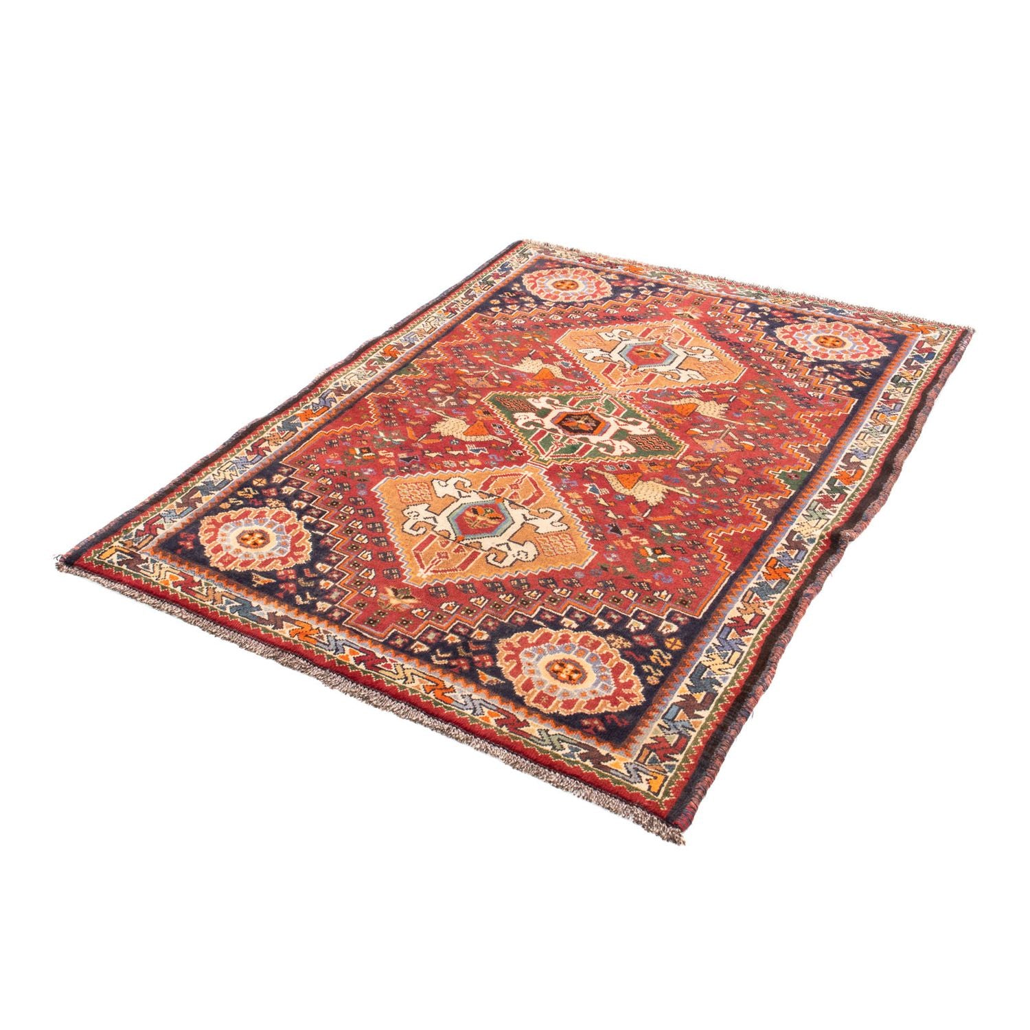 Persisk tæppe - Nomadisk - 143 x 110 cm - mørkerød