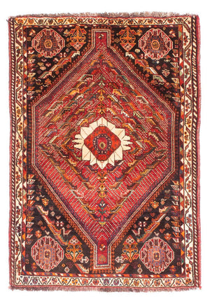 Persisk tæppe - Nomadisk - 156 x 112 cm - mørkerød