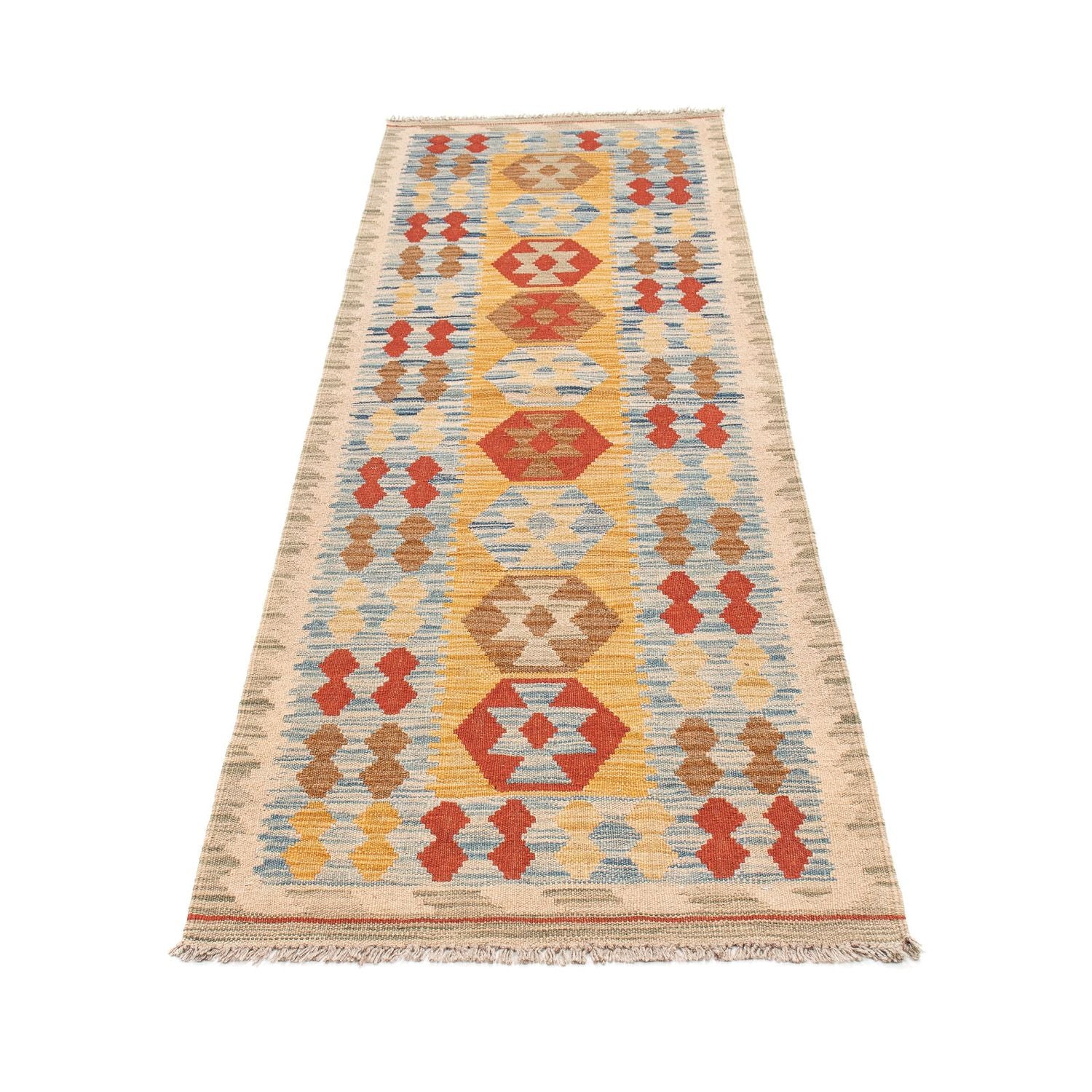 Løber Kelim Carpet - Splash - 214 x 65 cm - flerfarvet