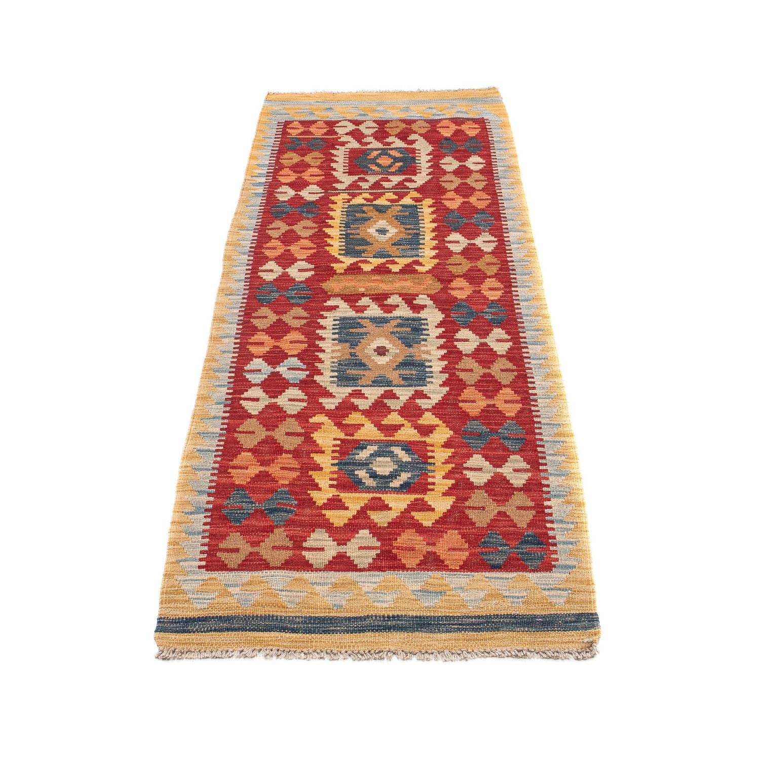 Løber Kelim Carpet - Splash - 214 x 63 cm - flerfarvet