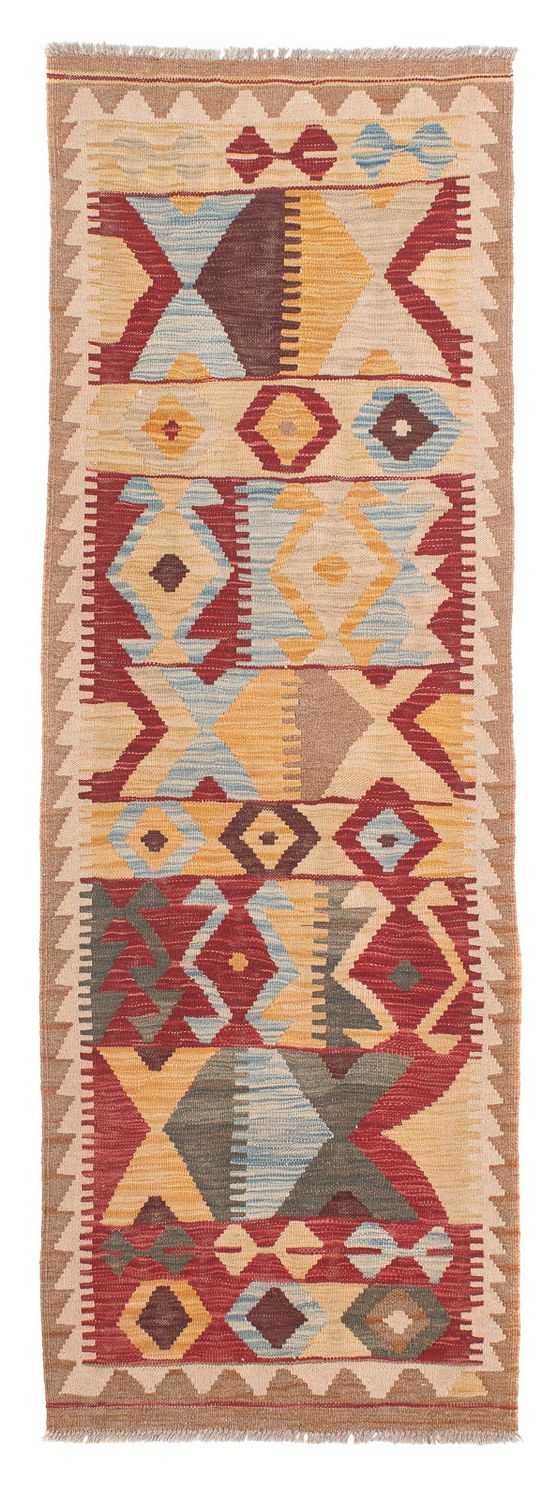 Løber Kelim Carpet - Splash - 203 x 68 cm - lys brun