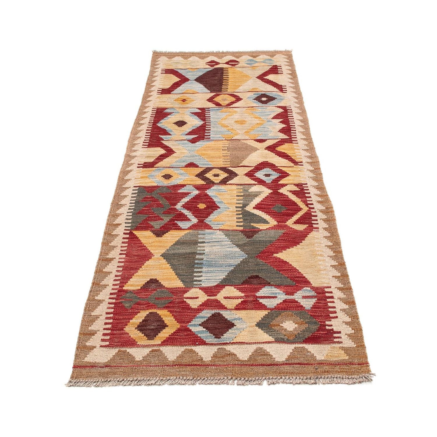 Løber Kelim Carpet - Splash - 203 x 68 cm - lys brun