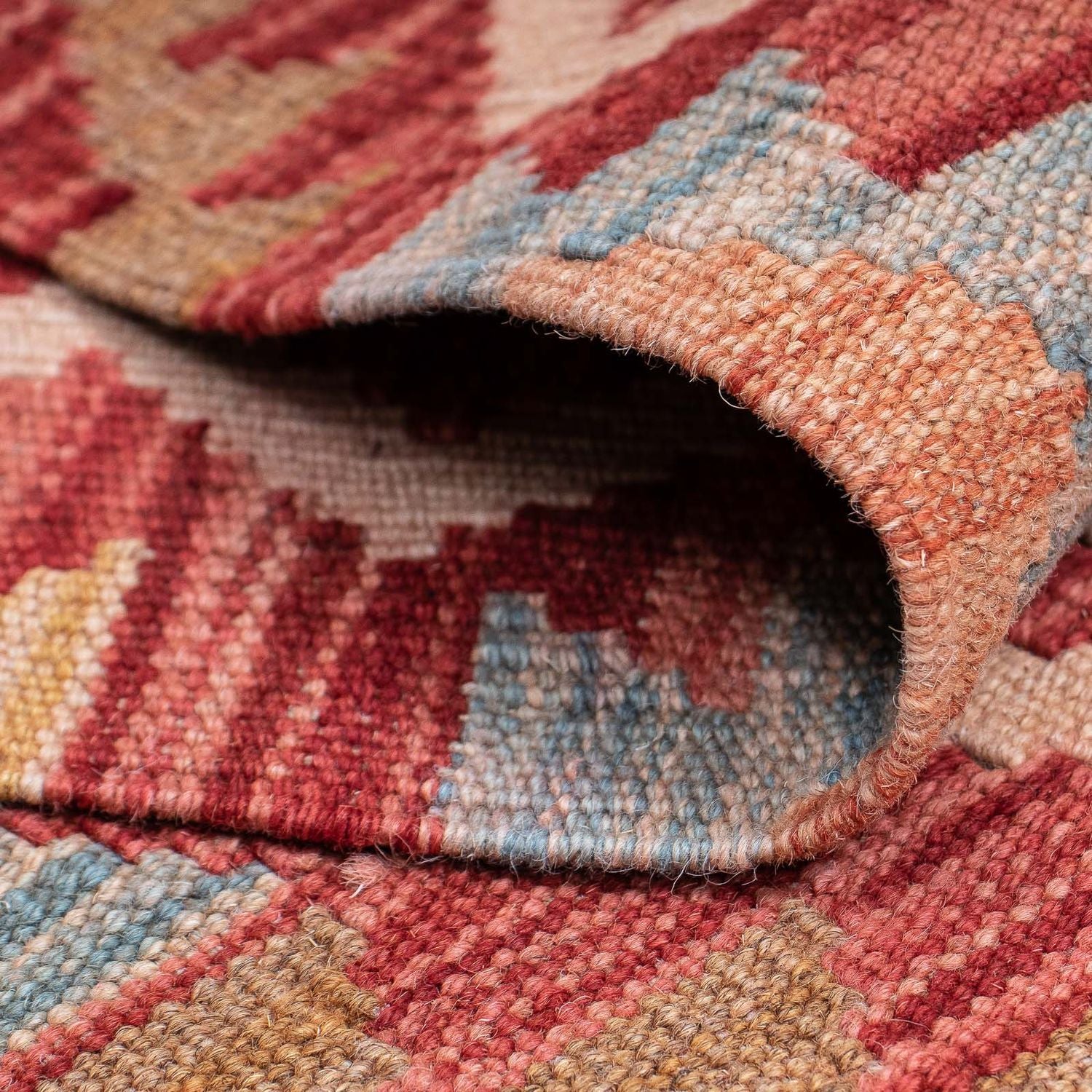 Løber Kelim Carpet - Splash - 384 x 75 cm - rød