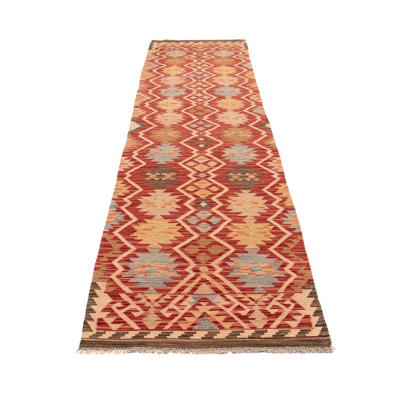 Løber Kelim Carpet - Splash - 384 x 75 cm - rød