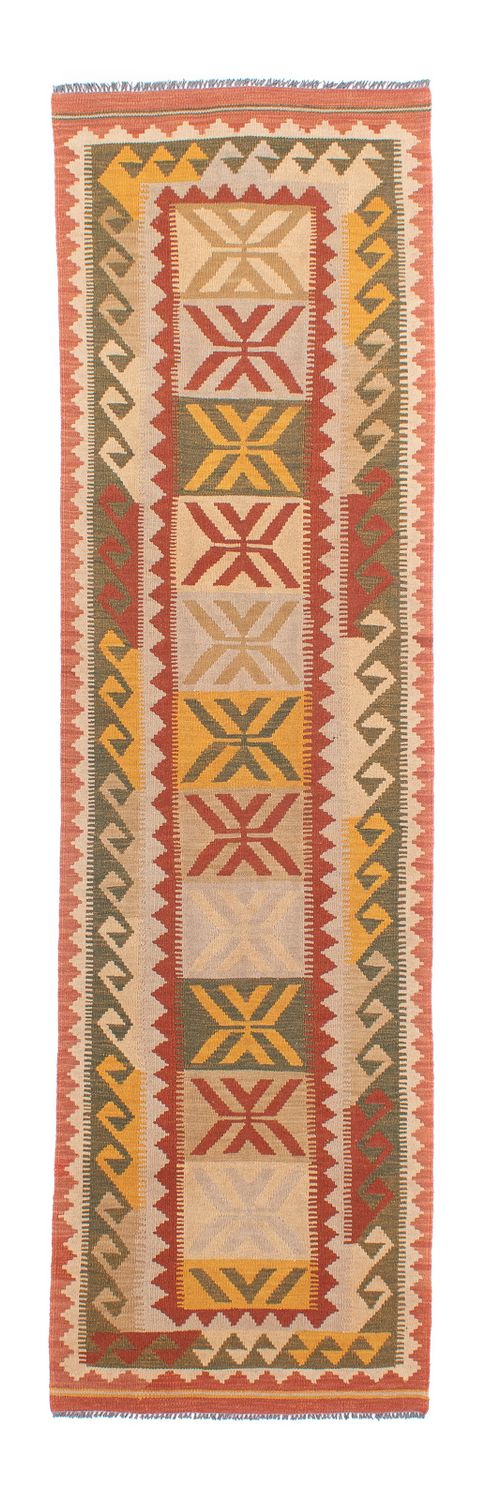 Løber Kelim Carpet - Splash - 306 x 82 cm - lysrød