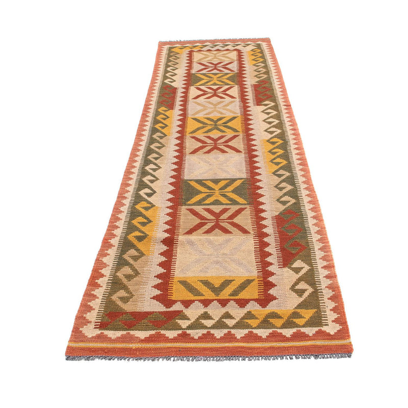 Løber Kelim Carpet - Splash - 306 x 82 cm - lysrød