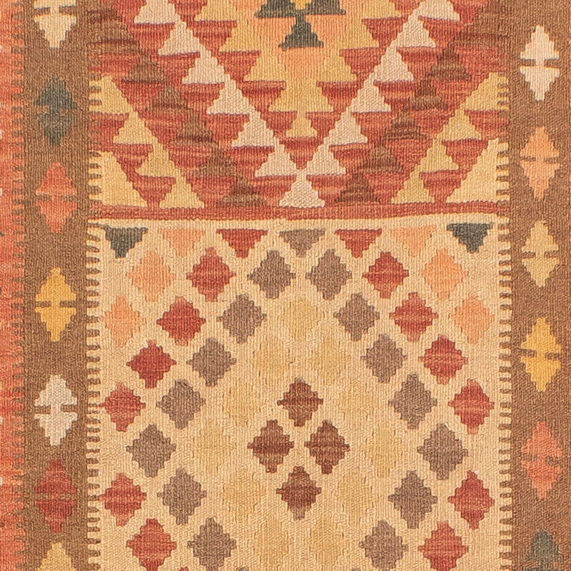 Løber Kelim Carpet - Splash - 407 x 91 cm - lysrød