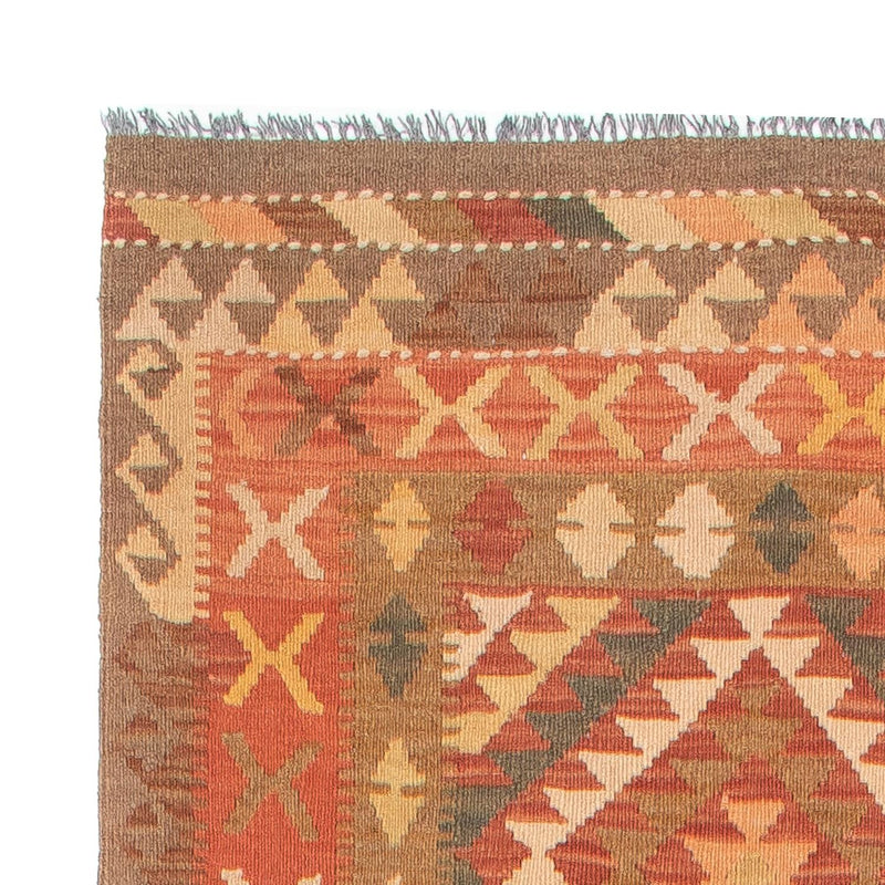 Løber Kelim Carpet - Splash - 407 x 91 cm - lysrød