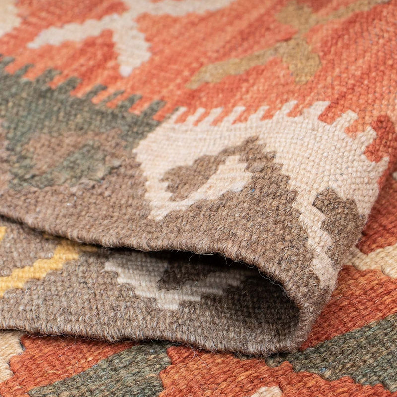 Løber Kelim Carpet - Splash - 407 x 91 cm - lysrød