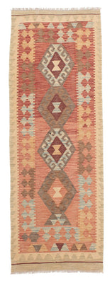 Løber Kelim Carpet - Splash - 202 x 67 cm - lysrød