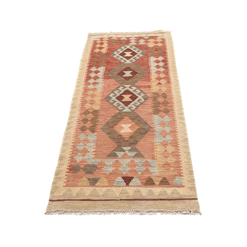 Løber Kelim Carpet - Splash - 202 x 67 cm - lysrød