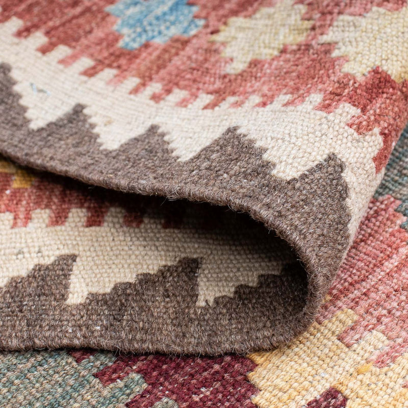 Løber Kelim Carpet - Splash - 200 x 65 cm - lysrød