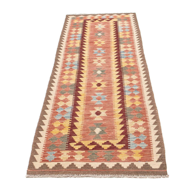 Løber Kelim Carpet - Splash - 200 x 65 cm - lysrød