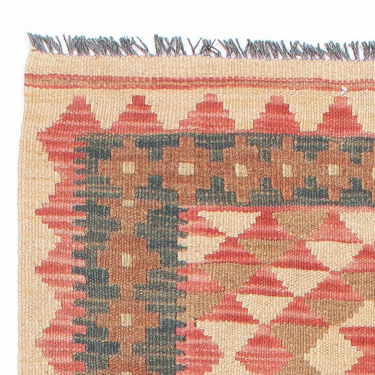 Løber Kelim Carpet - Splash - 203 x 60 cm - lysrød