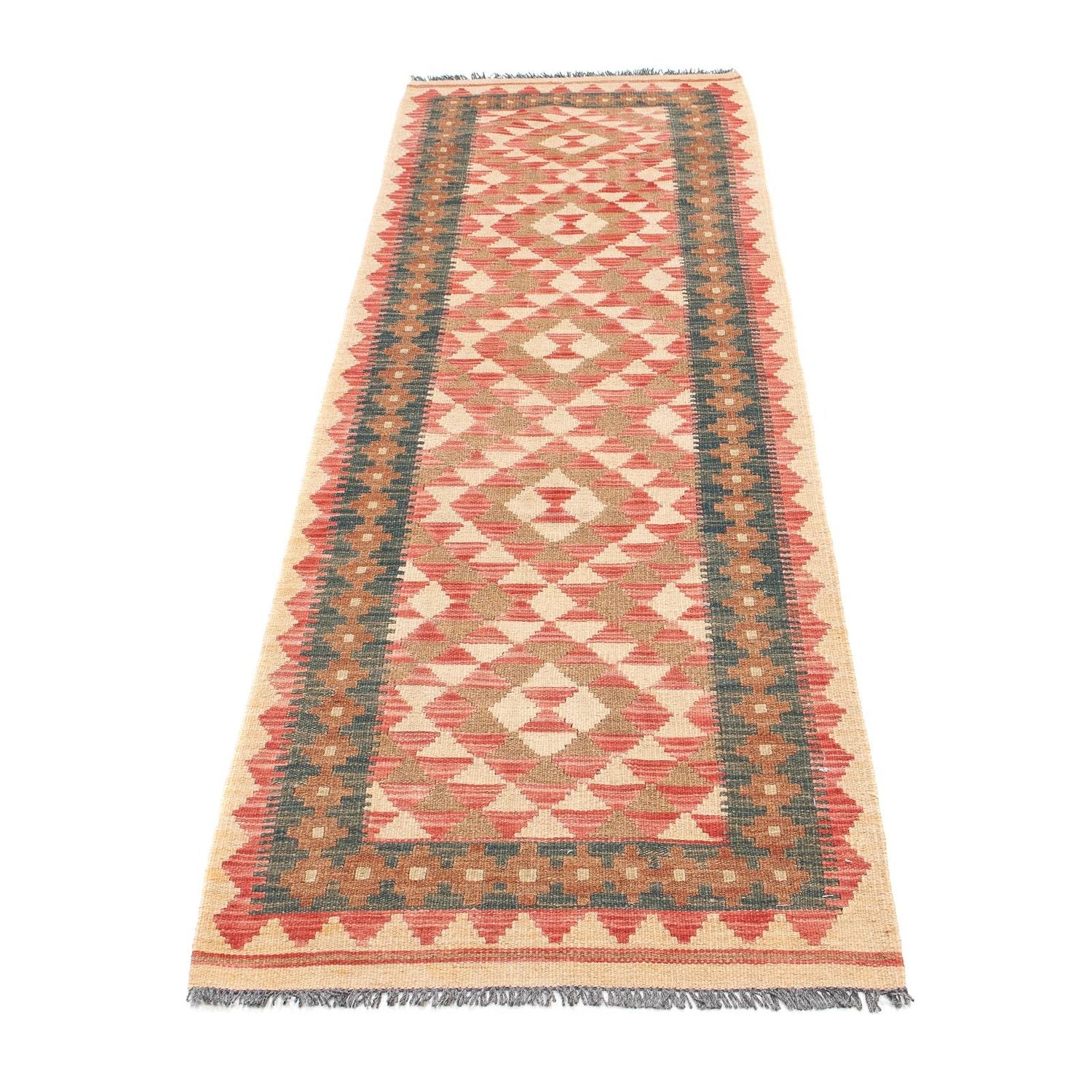 Løber Kelim Carpet - Splash - 203 x 60 cm - lysrød