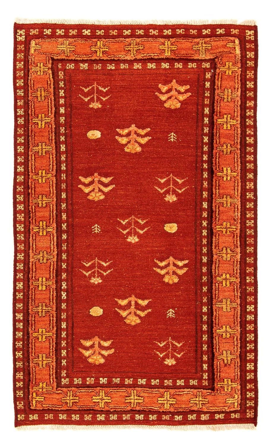 Gabbeh Tæppe - Loribaft Persisk - 150 x 97 cm - mørkerød