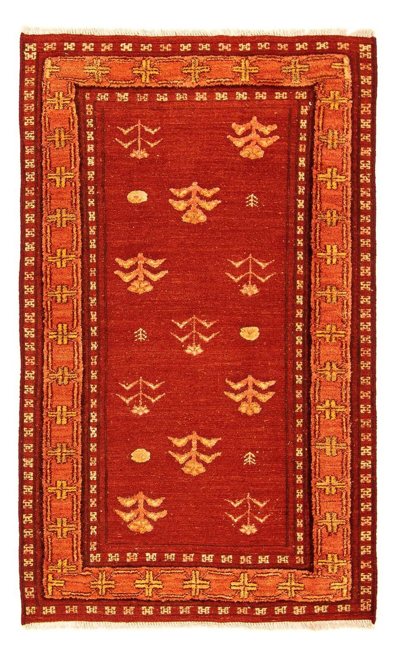 Gabbeh Tæppe - Loribaft Persisk - 150 x 97 cm - mørkerød
