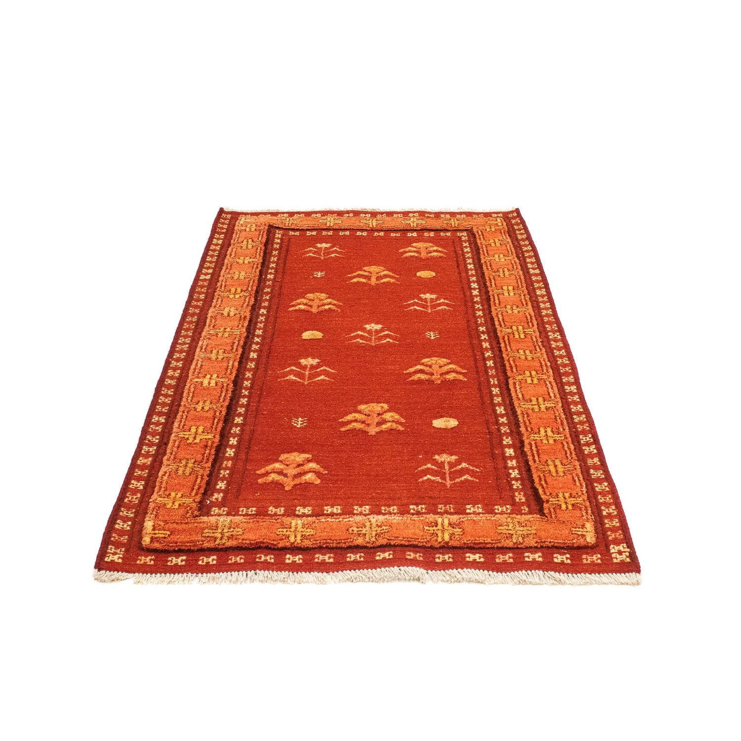 Gabbeh Tæppe - Loribaft Persisk - 150 x 97 cm - mørkerød