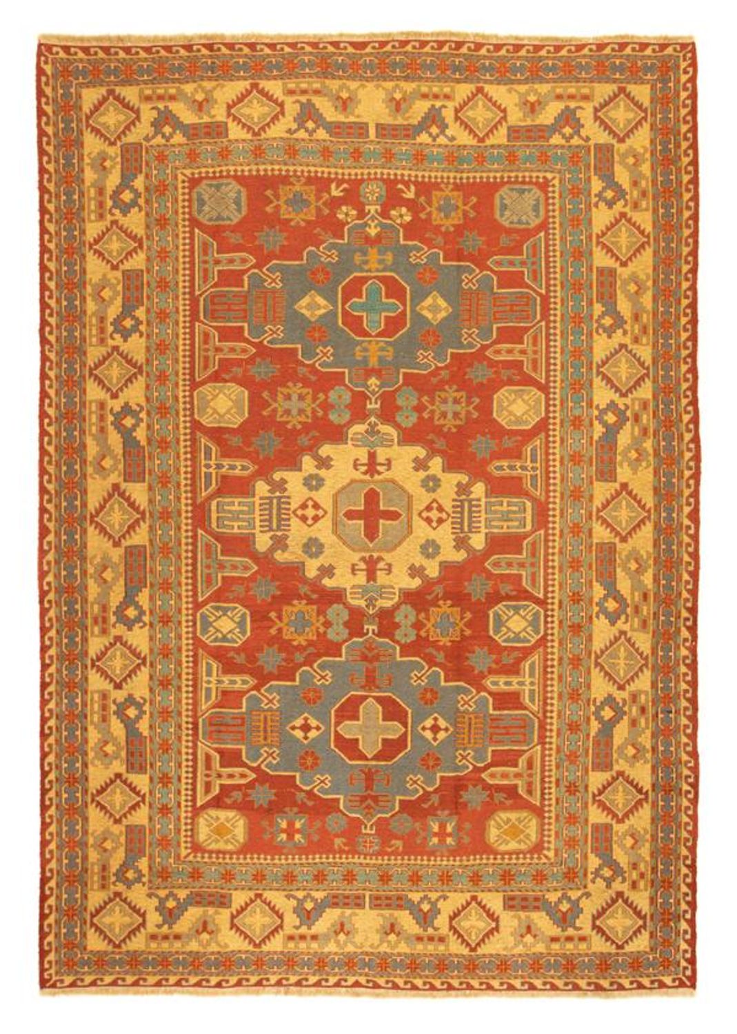 Kelim-tæppe - orientalsk - 248 x 206 cm - mørkerød