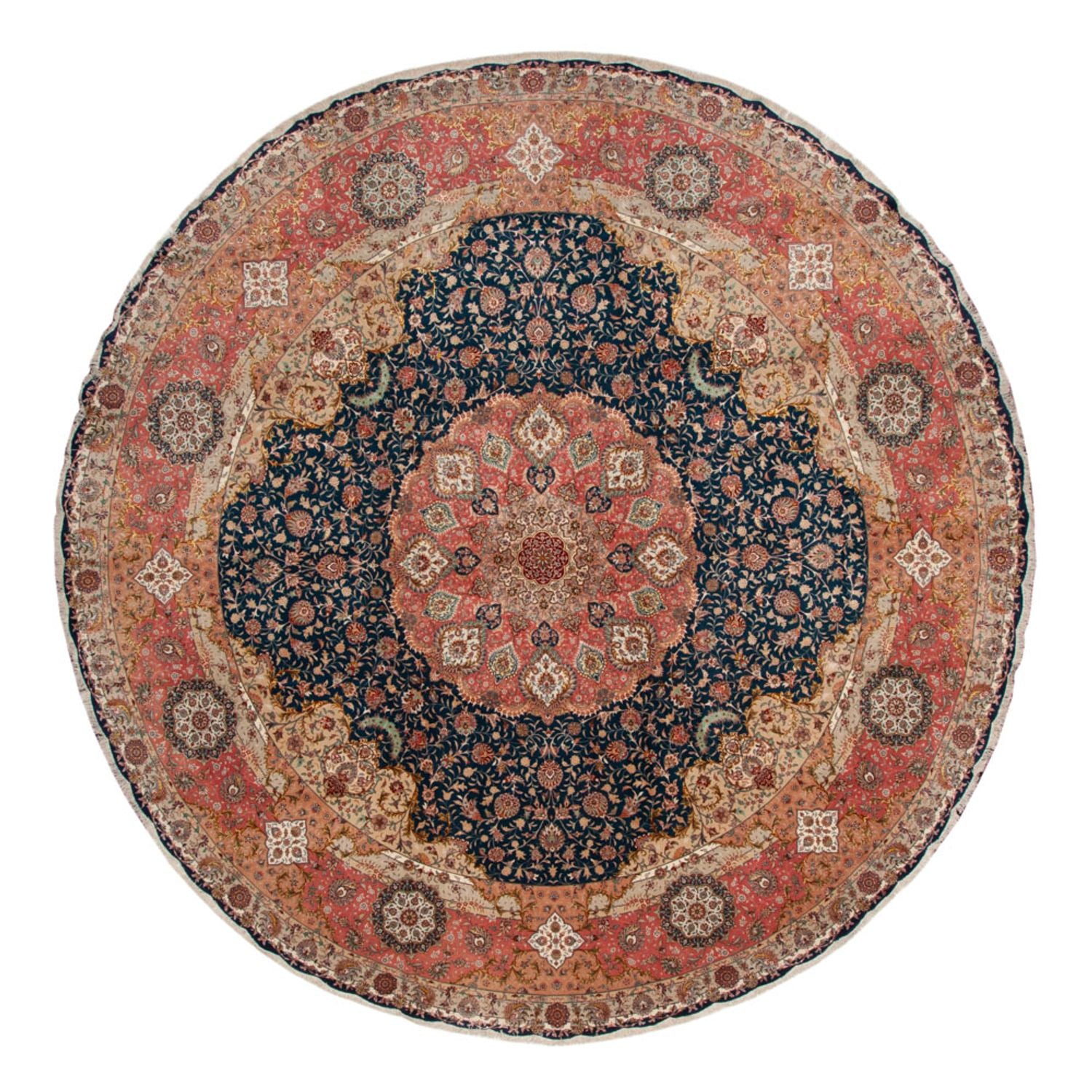 Persisk tæppe - Tabriz - Premium rundt  - 500 x 500 cm - blå