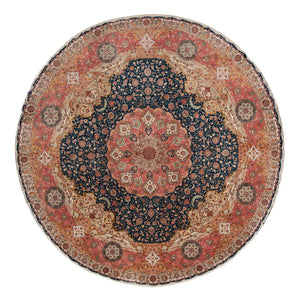 Persisk tæppe - Tabriz - Premium rundt  - 500 x 500 cm - blå