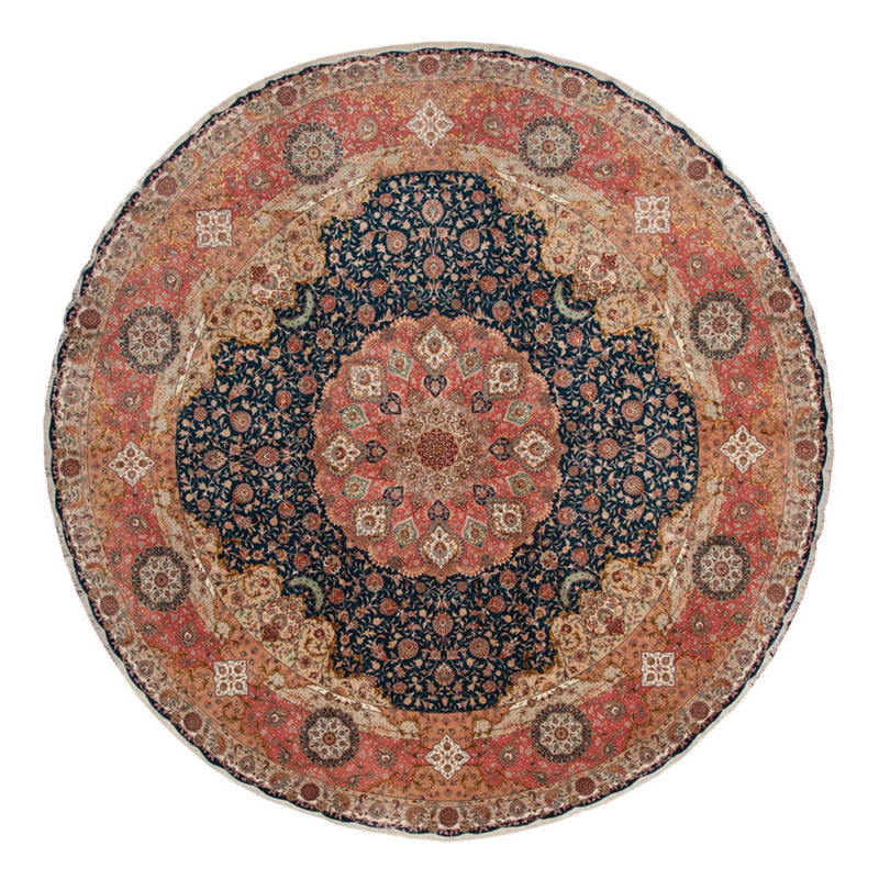 Persisk tæppe - Tabriz - Premium rundt  - 500 x 500 cm - blå