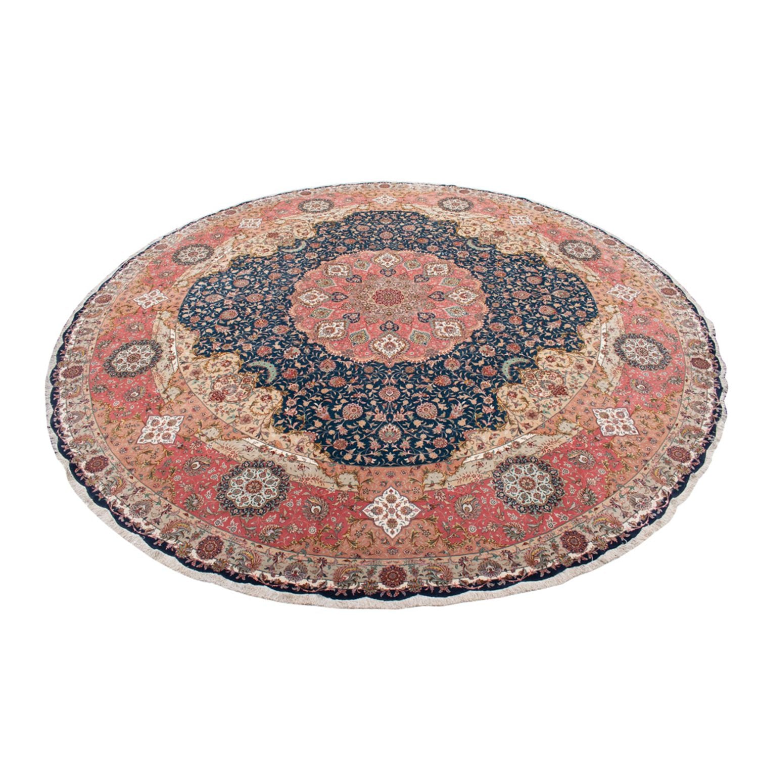 Persisk tæppe - Tabriz - Premium rundt  - 500 x 500 cm - blå