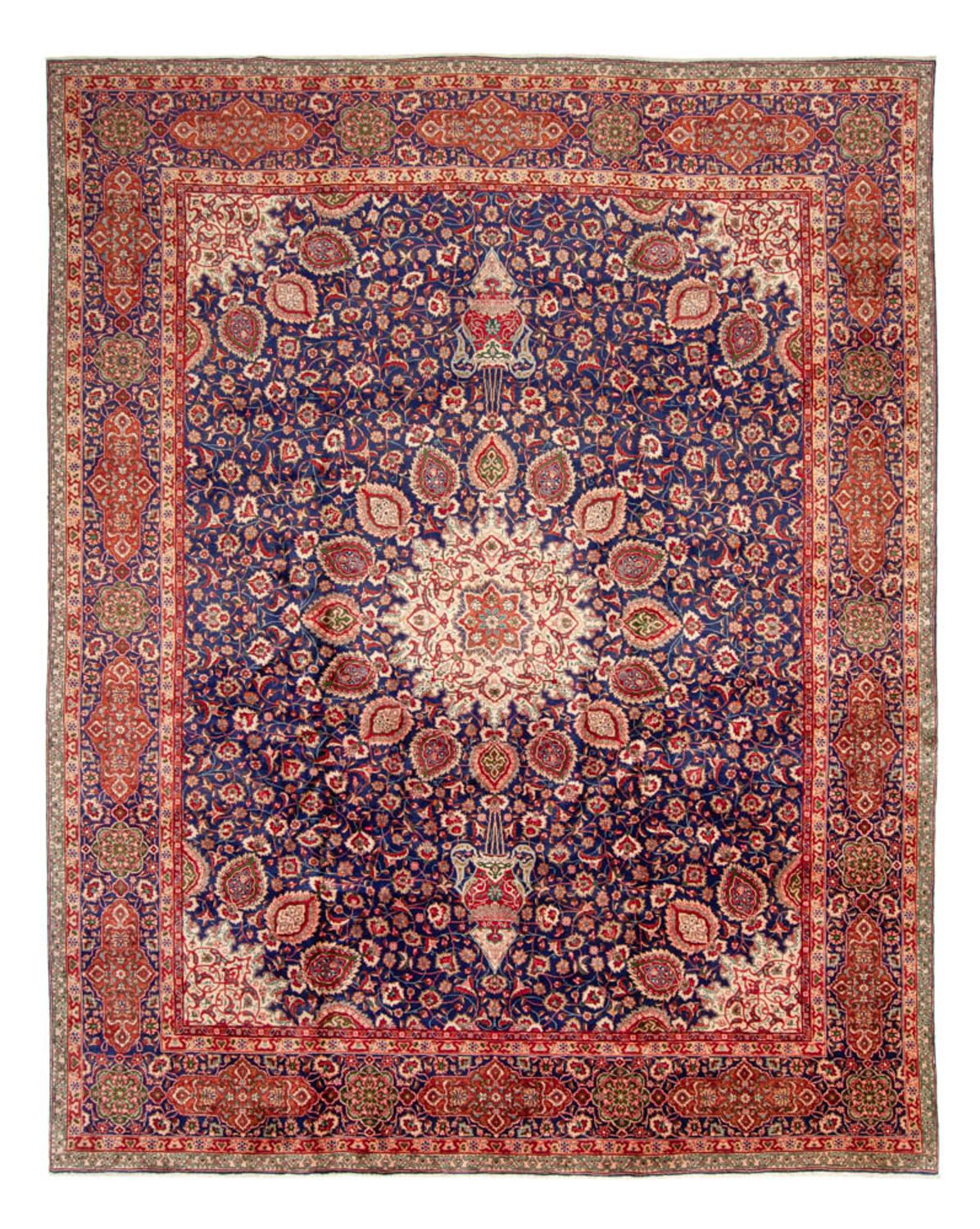 Persisk tæppe - Tabriz - 440 x 354 cm - mørkeblå