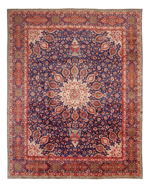 Persisk tæppe - Tabriz - 440 x 354 cm - mørkeblå